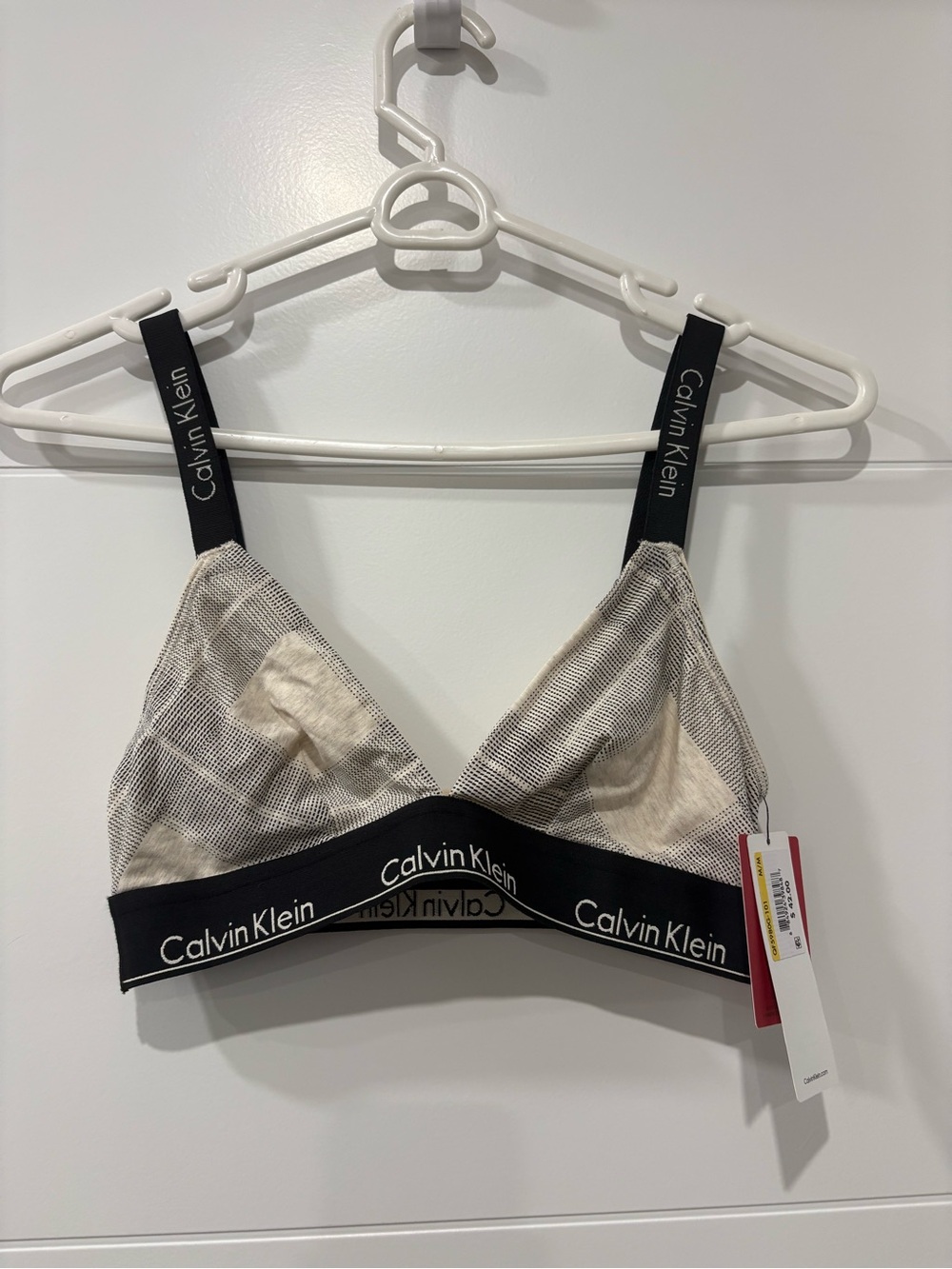 Calvin Klein Grey & Cream Plaid Triangle Bralette